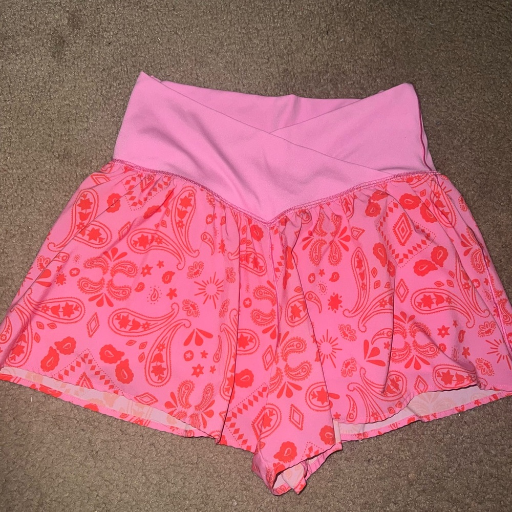 Aerie Pink and Orange bandanna, Patterned Shorts